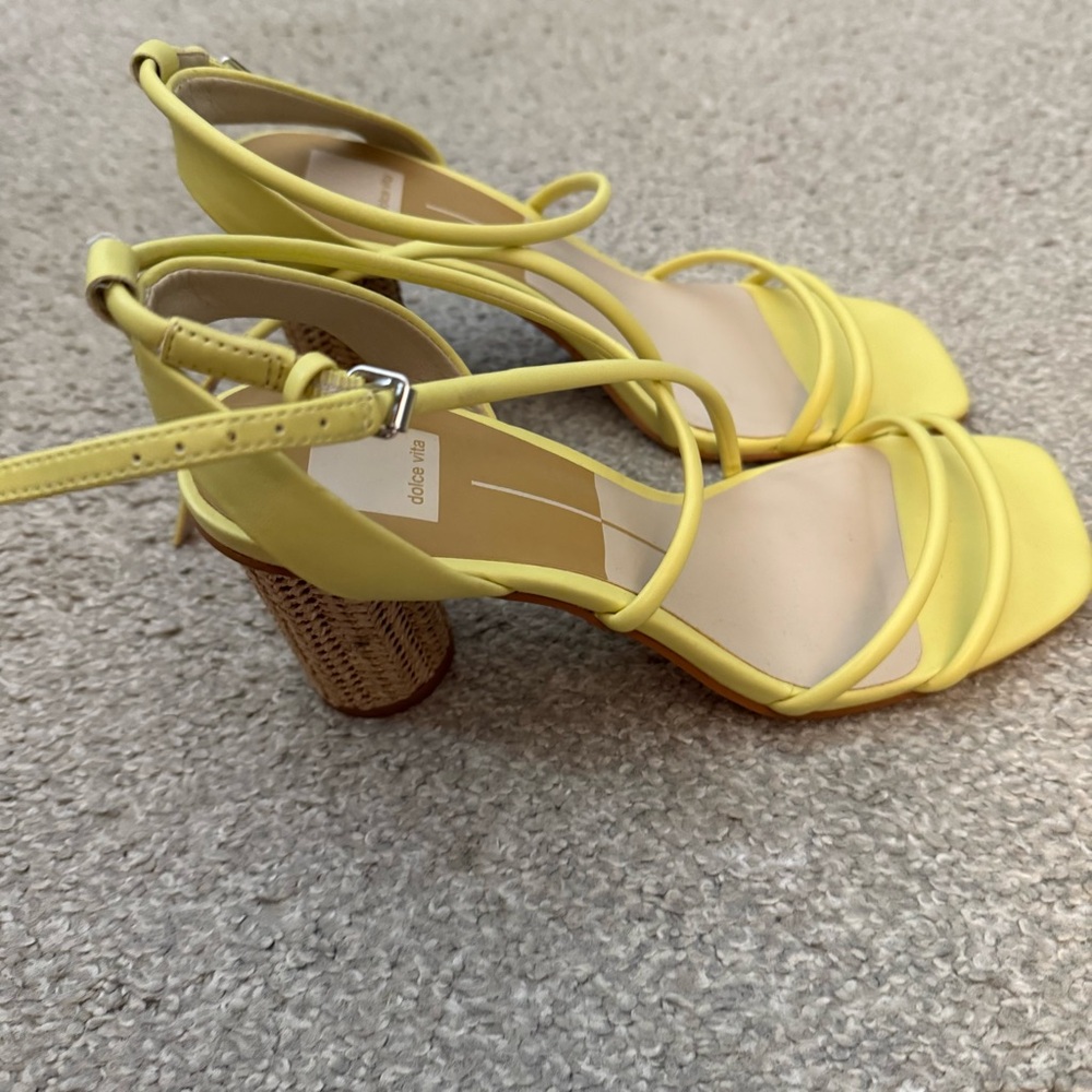 Dolce Vita Yellow Strappy Block Heel Sandals